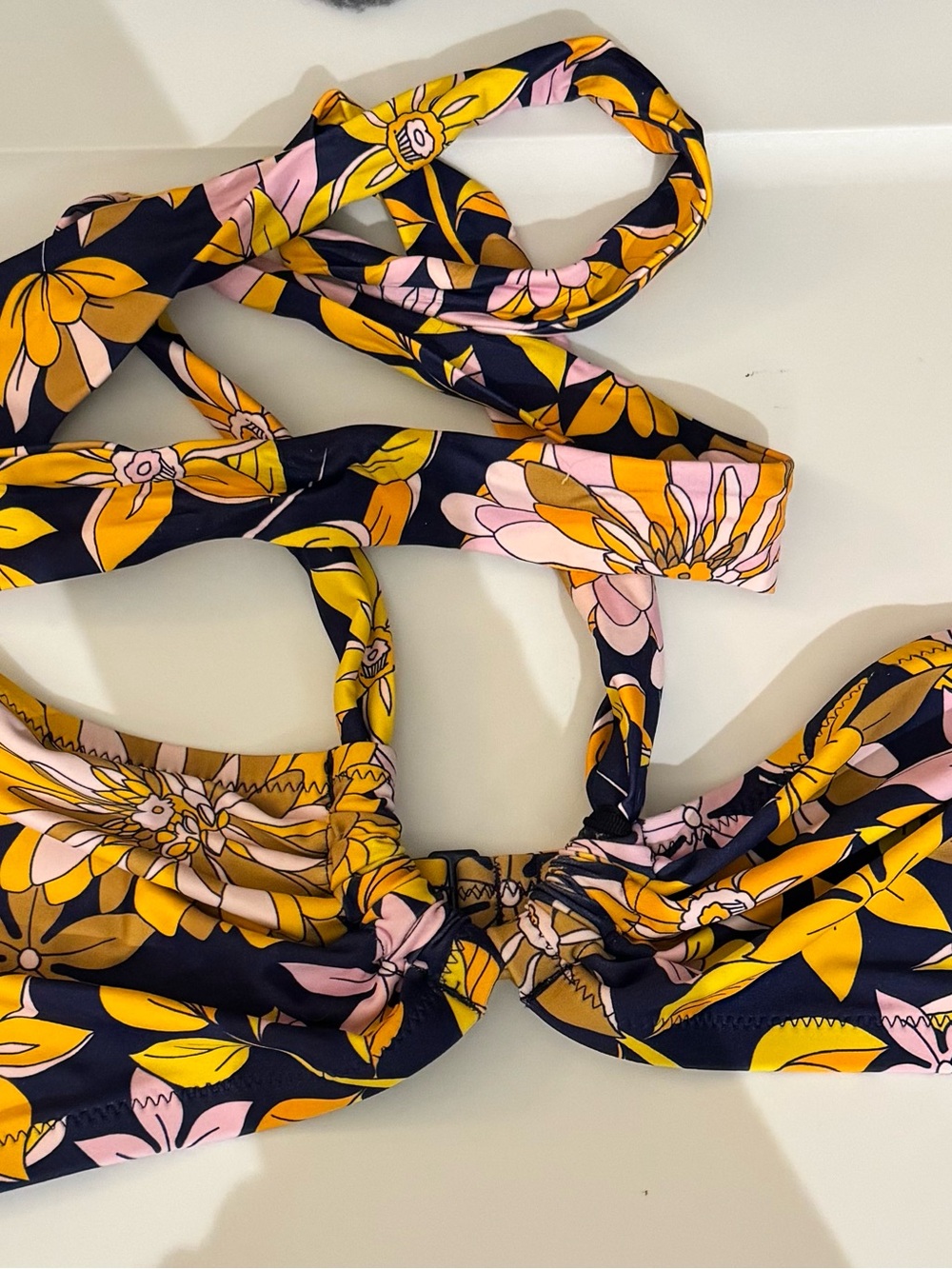 NWT J. Crew Bow halter-tie top & hipster bow-tie bikini bottom in dusk floral - Picture 4 of 9